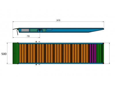 Ajoramppi, ajosilta 4760kg 2500mm x 500mm